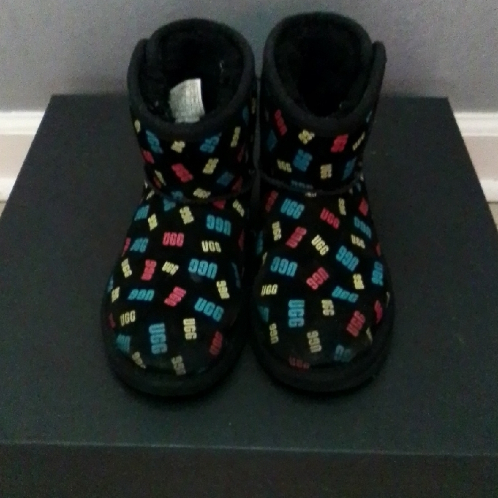 UGG Kids' Black Boots with Colorful Logo